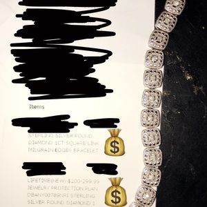 Silver 1CT Diamond Square Link Bracelet